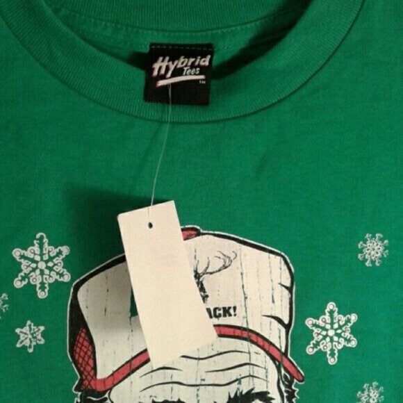 Hybrid Tees Size L Mens Green "Nice Rack" All I Want For Christmas T-Shirt NEW - Picture 4 of 5